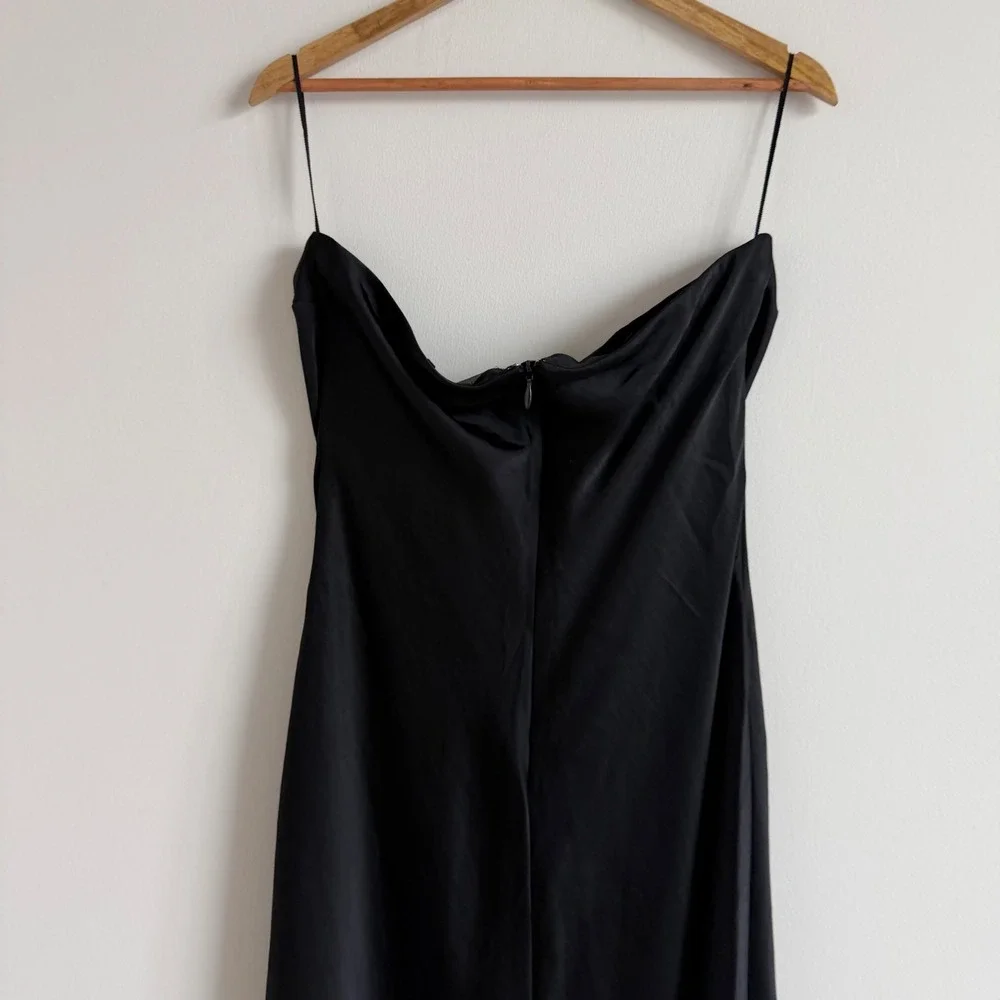 Abercrombie Black Satin Strapless Maxi Dress Women's Size‎ Large NWT